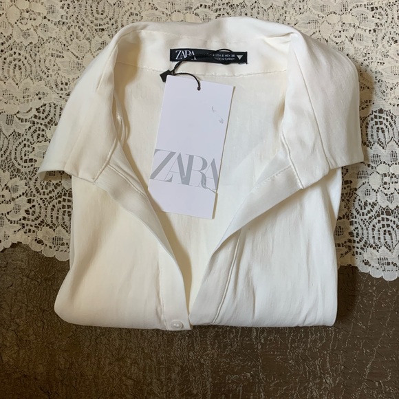 ZARA STRETCH LINEN BLEND CUT OUT BODYSUIT. - Picture 10 of 11